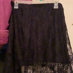 Lace detailed high-low skirt